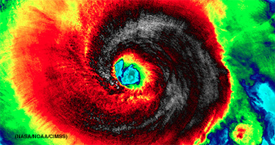 Hurricane Irma satellite image from NASA/NOAA/CIMSS
